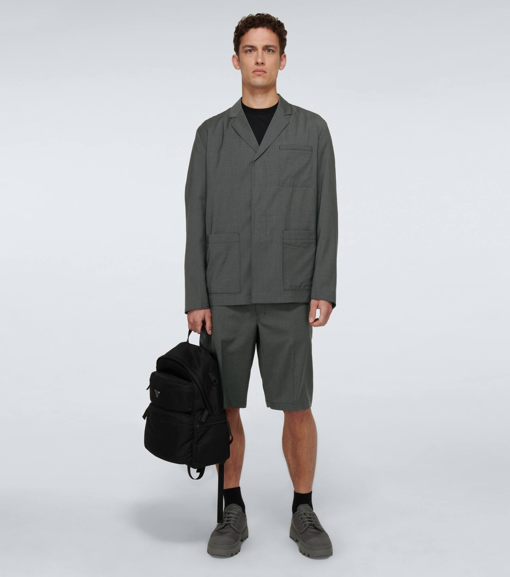Single-breasted wool poplin jacket - 2
