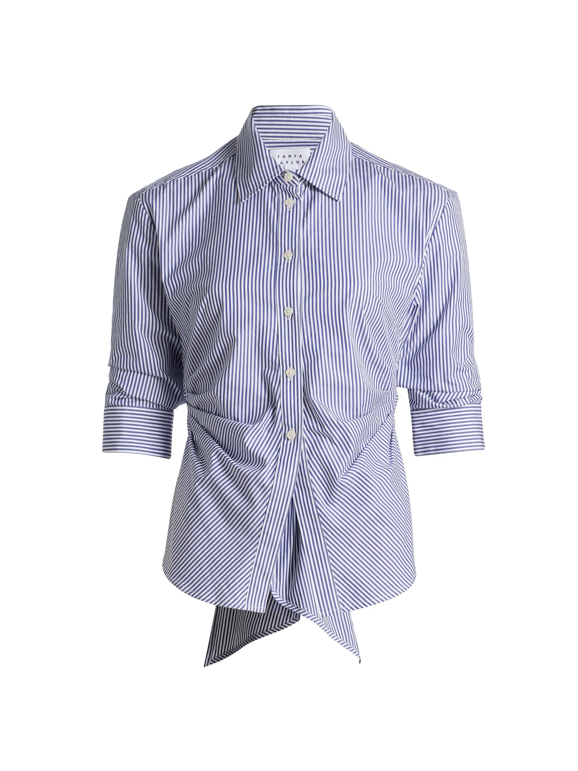 Women's Winslet Striped Cotton Back Bow Shirt - Blue Optic White - 1