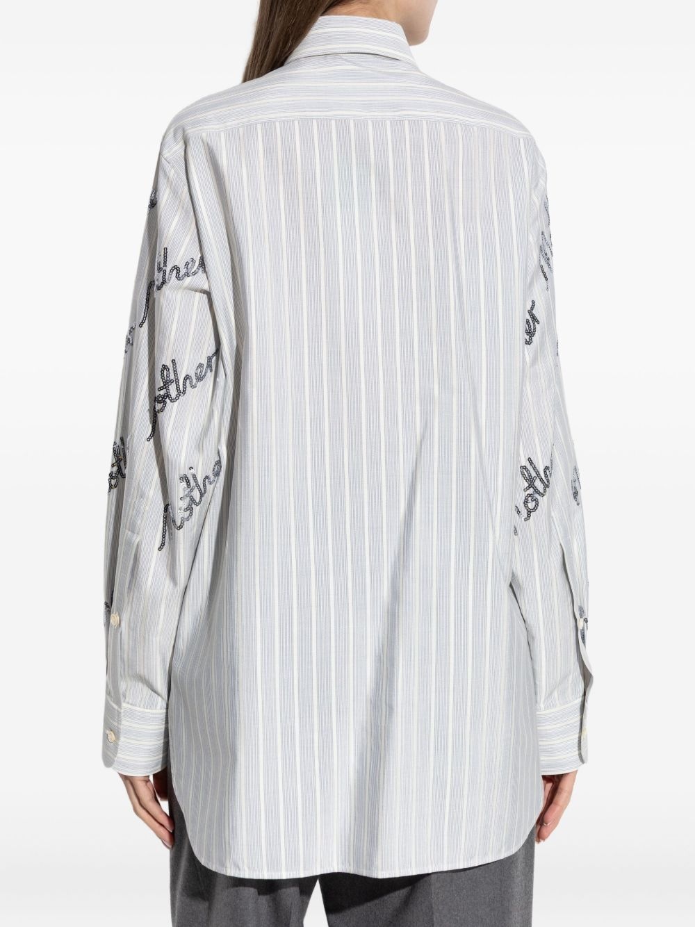 sequin-embellished striped shirt - 4