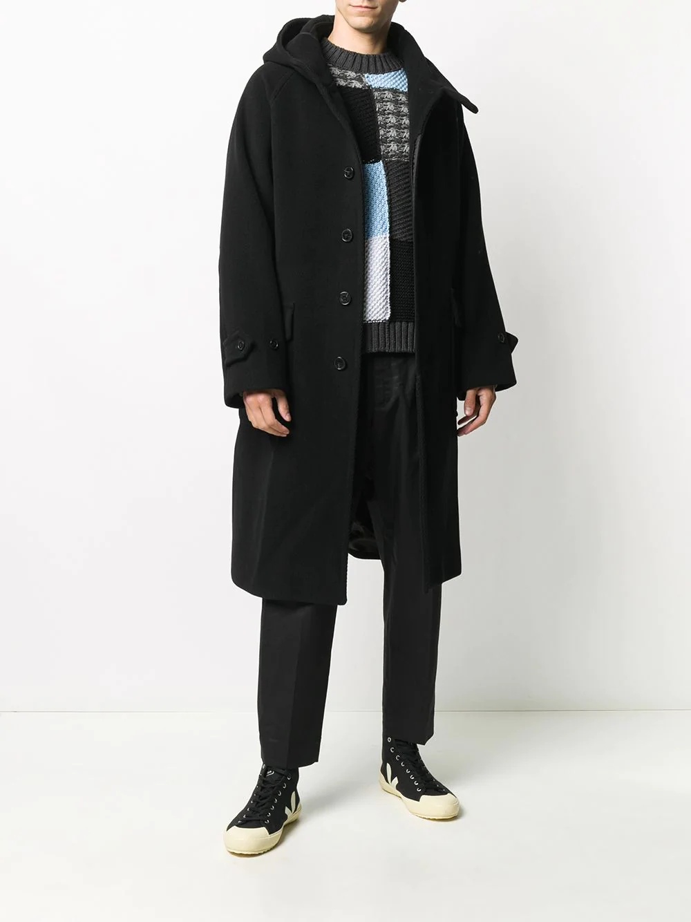 hooded mid-length coat - 2