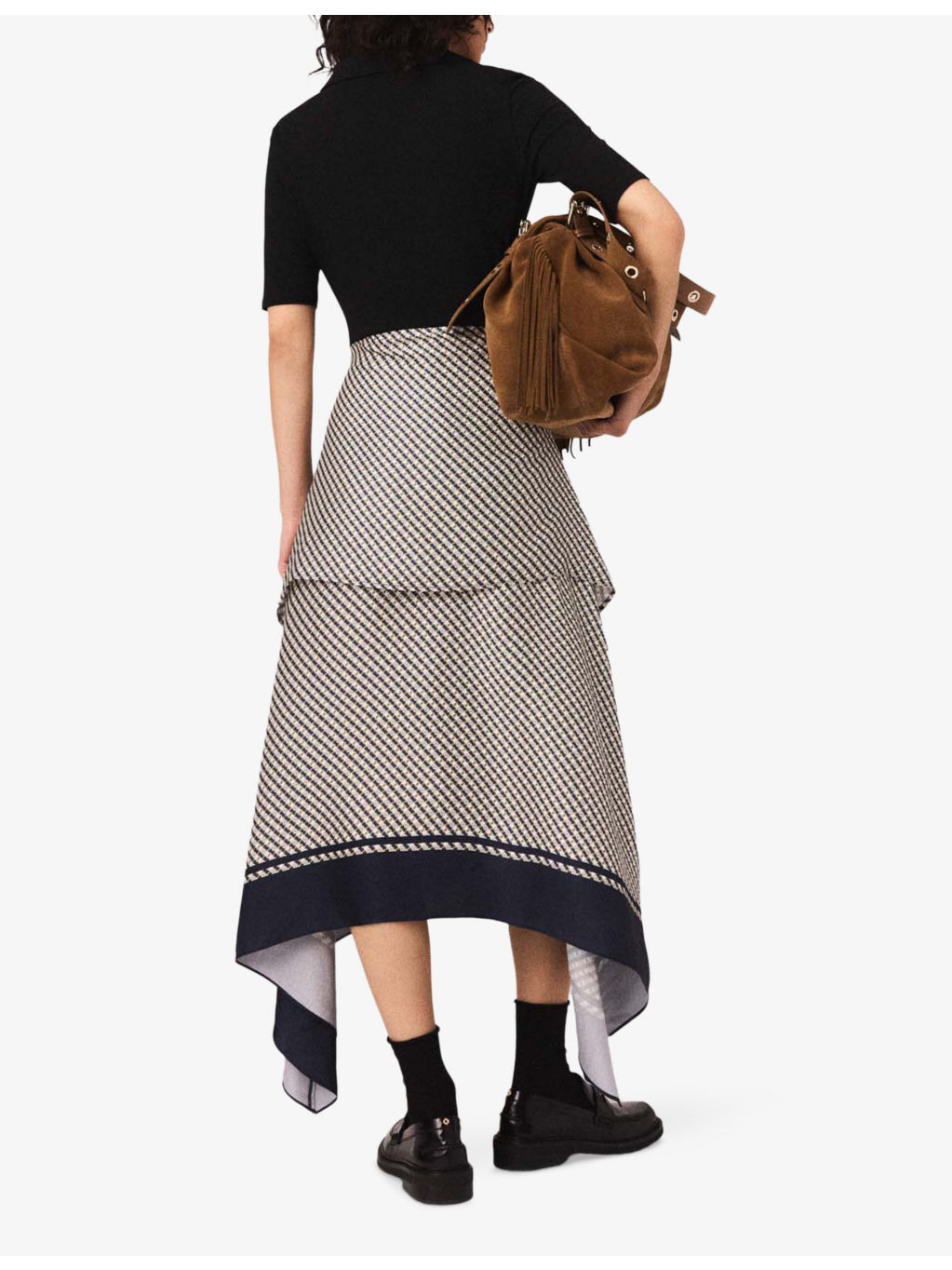 Bow-Print Collared Stretch-Cotton and Woven Midi Dress - 4