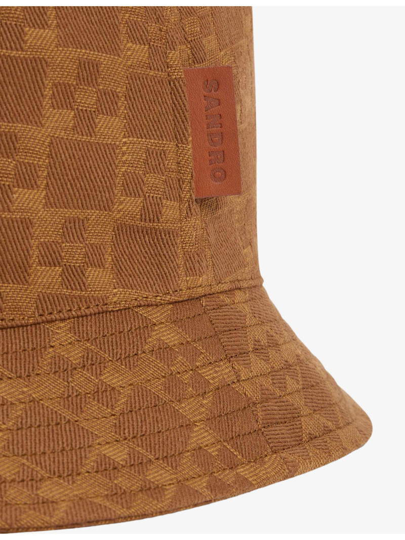 Sandro Square-Motif Denim Bucket Hat outlook
