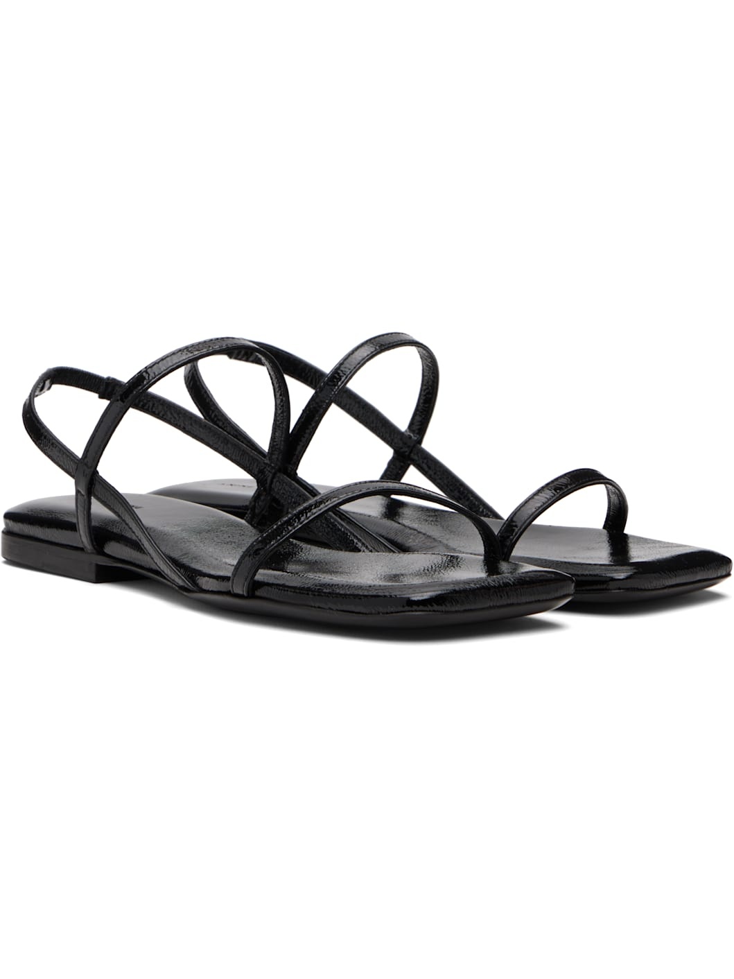 Black Hilda Flat Sandals - 4