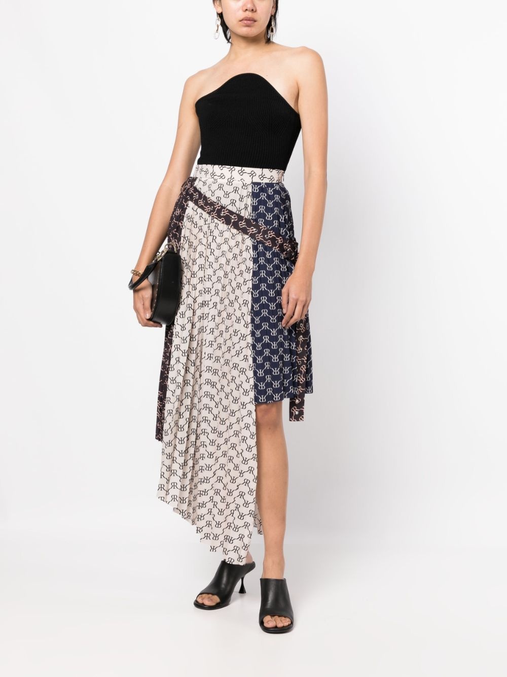 asymmetric monogram-print skirt - 2