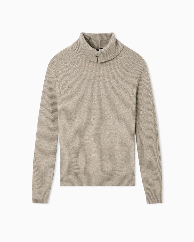 TURTLENECK JUMPER IN VIRGIN WOOL WITH A HALF FISHERMAN’S-RIB KNIT 1