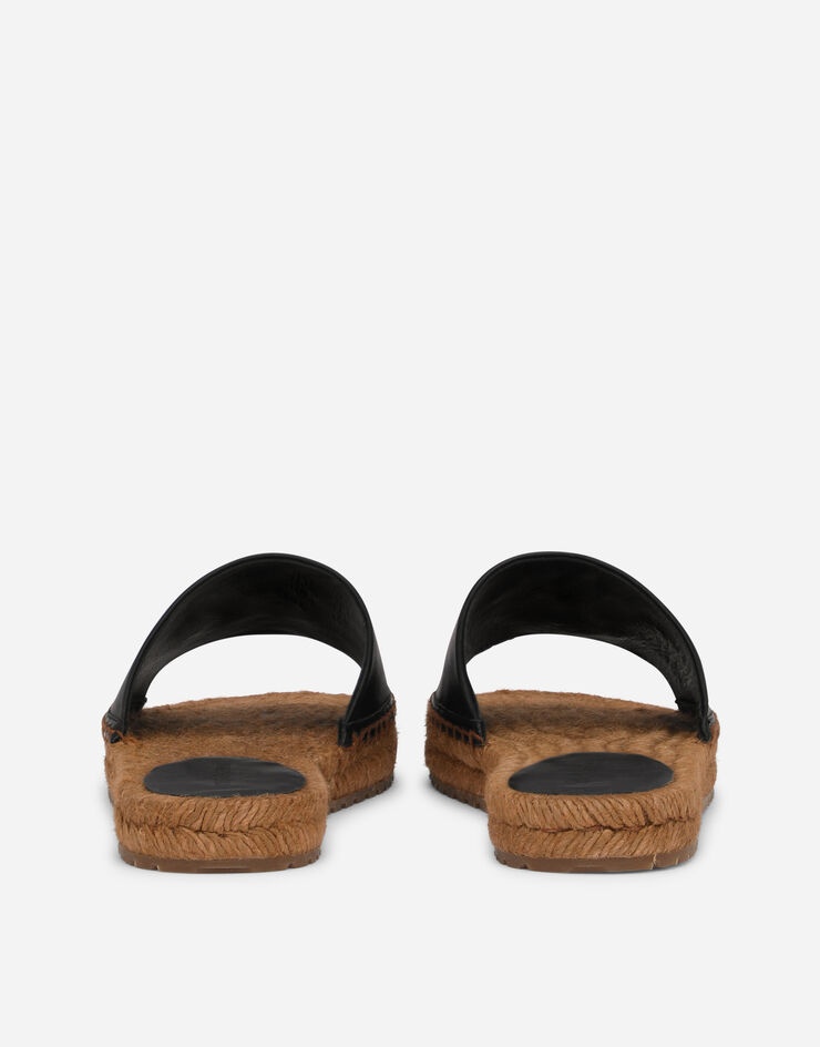 Nappa leather espadrille sliders with DG logo - 3