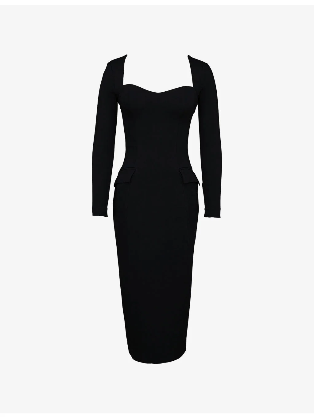 Ella Long-Sleeve Stretch-Woven Midi Dress - 1