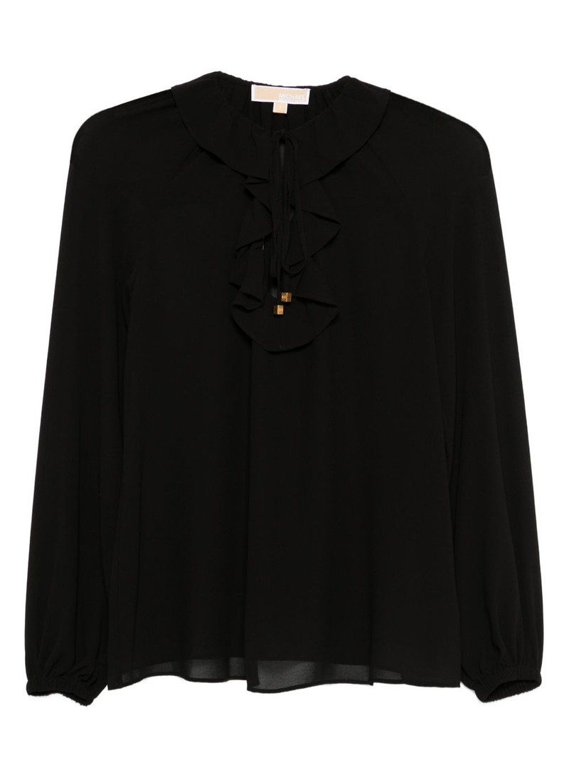 ruffled-neck blouse 1