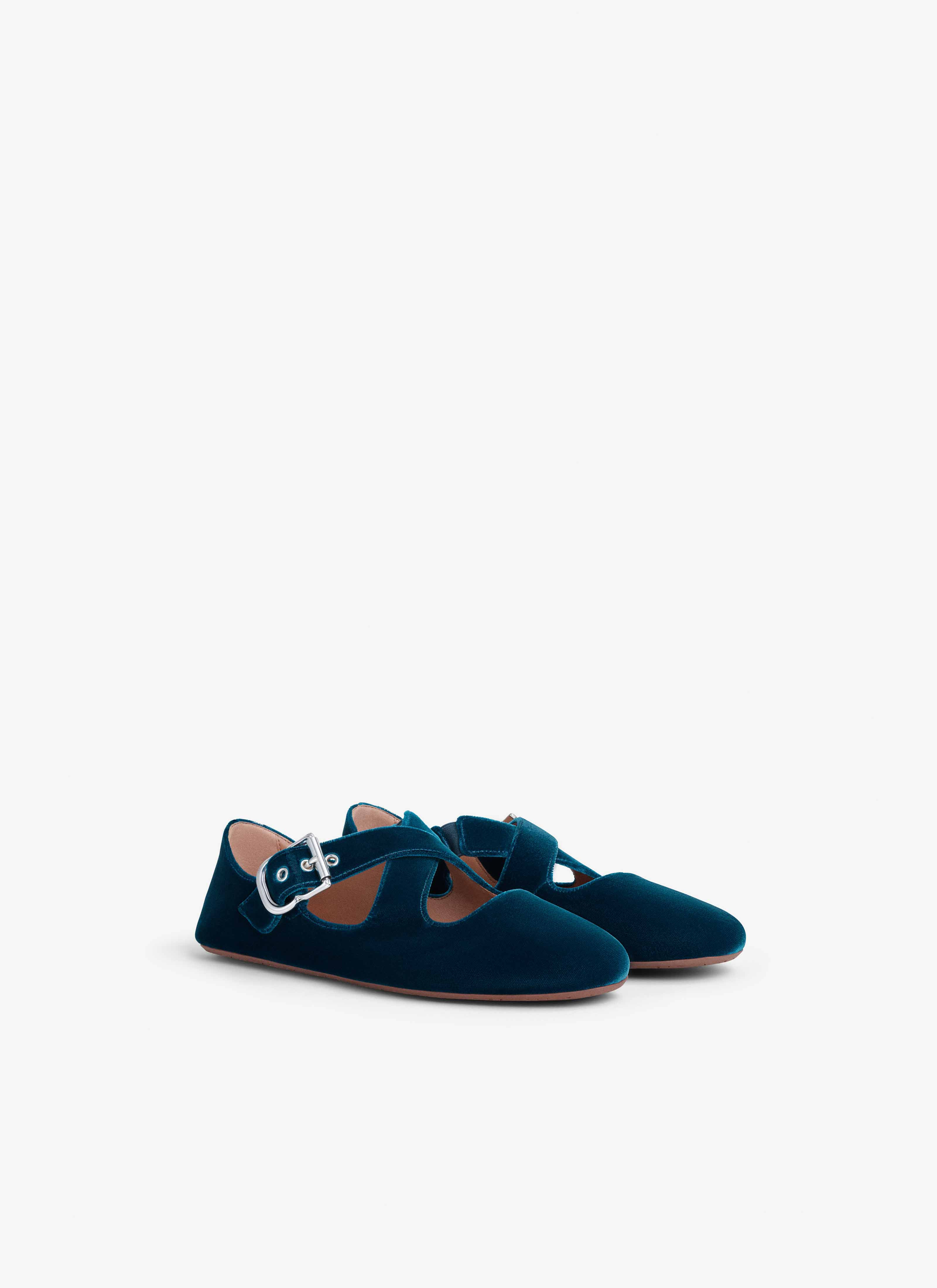CRISS CROSS BALLET FLATS IN VELVET - 3