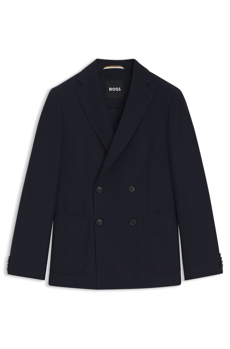 DOUBLE-BREASTED BLAZER IN COTTON AND WOOL SEERSUCKER 1
