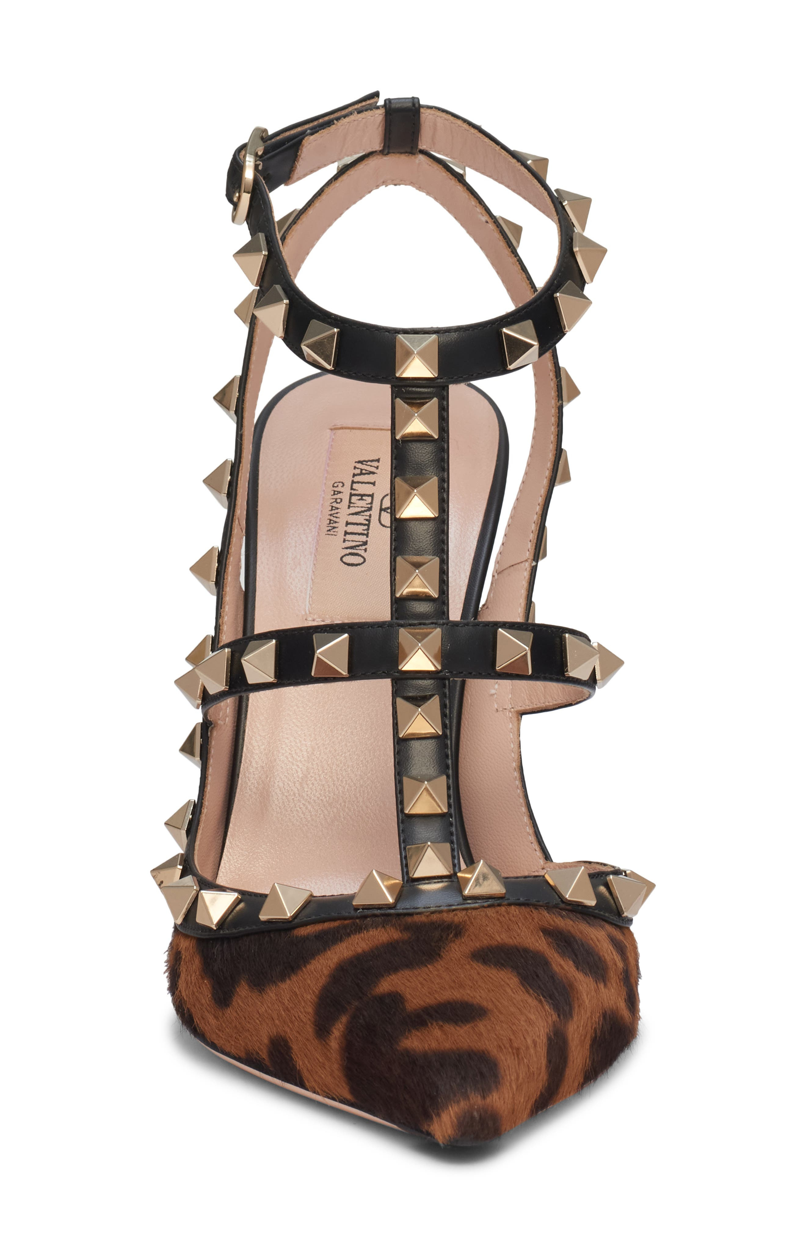 Valentino Rockstud Genuine Calf Hair Pointed Toe Pump in Moro/Nero Calf Hair at Nordstrom - 4