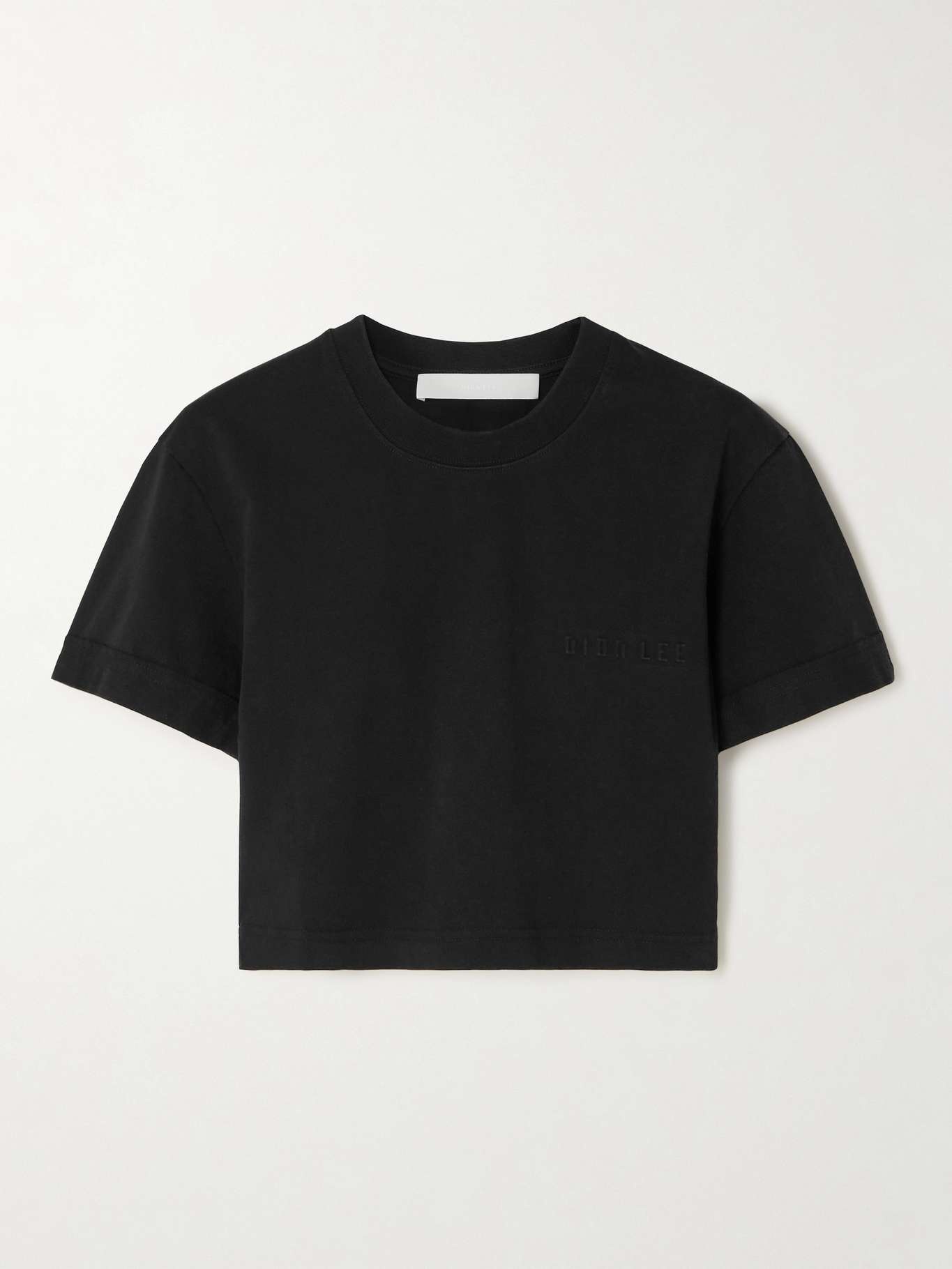 Logo-embossed cropped cotton-jersey T-shirt - 1