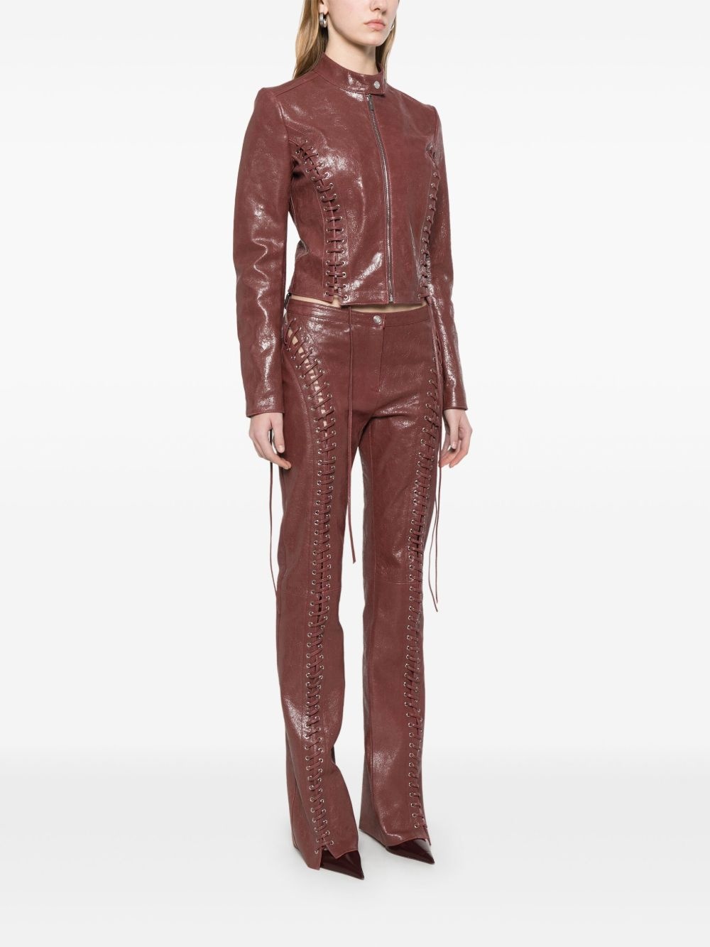 cracked-effect leather jacket - 3