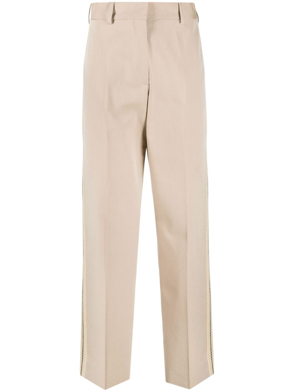 crochet-stripe cotton trousers - 1