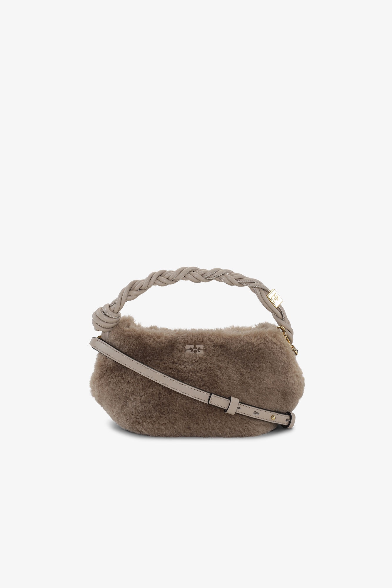 LIGHT GREY FLUFFY MINI GANNI BOU BAG 1