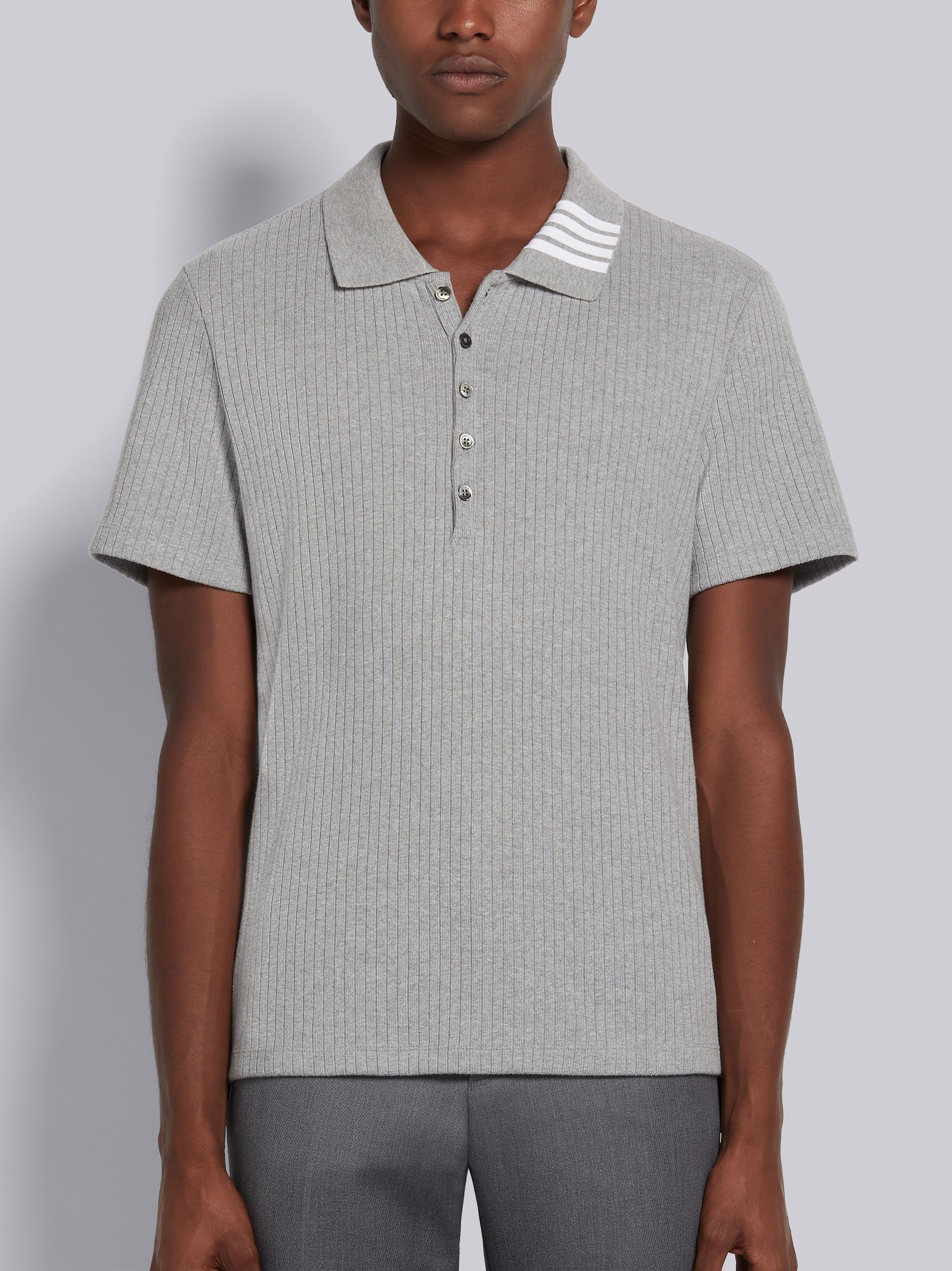 ribbed short-sleeve polo shirt - 1