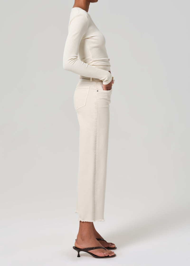 Lyra Wide Leg Crop Raw Hem In Almondette 4