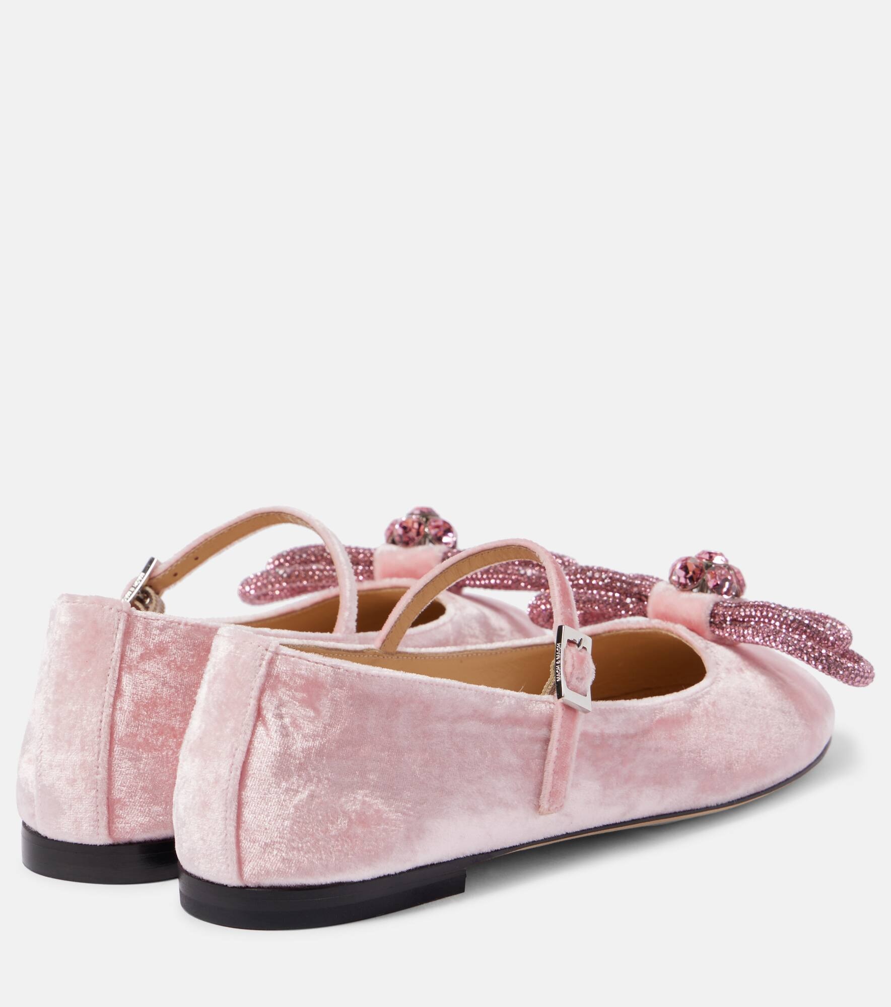 Double Bow velvet ballet flats - 3