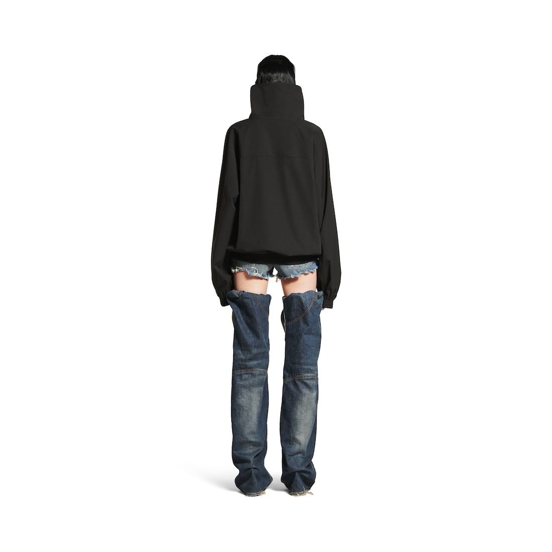 Women's High Collar Tracksuit Jacket in Black - 4
