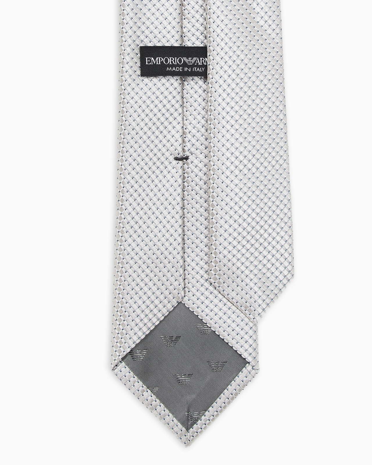PURE SILK TIE WITH JACQUARD MICRO-CHECK PATTERN - 2