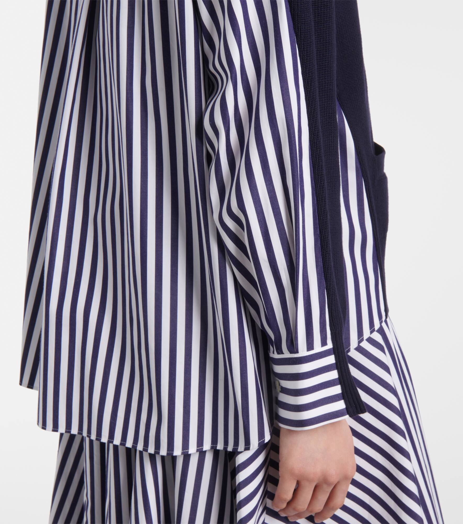 Striped poplin-trimmed cotton cardigan - 5
