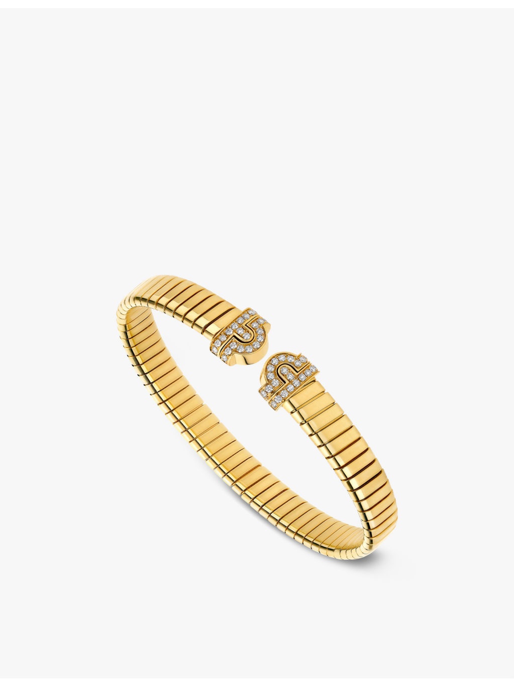 Bvlgari Tubogas 18ct yellow-gold and 0.35ct brilliant-cut diamond bracelet - 4