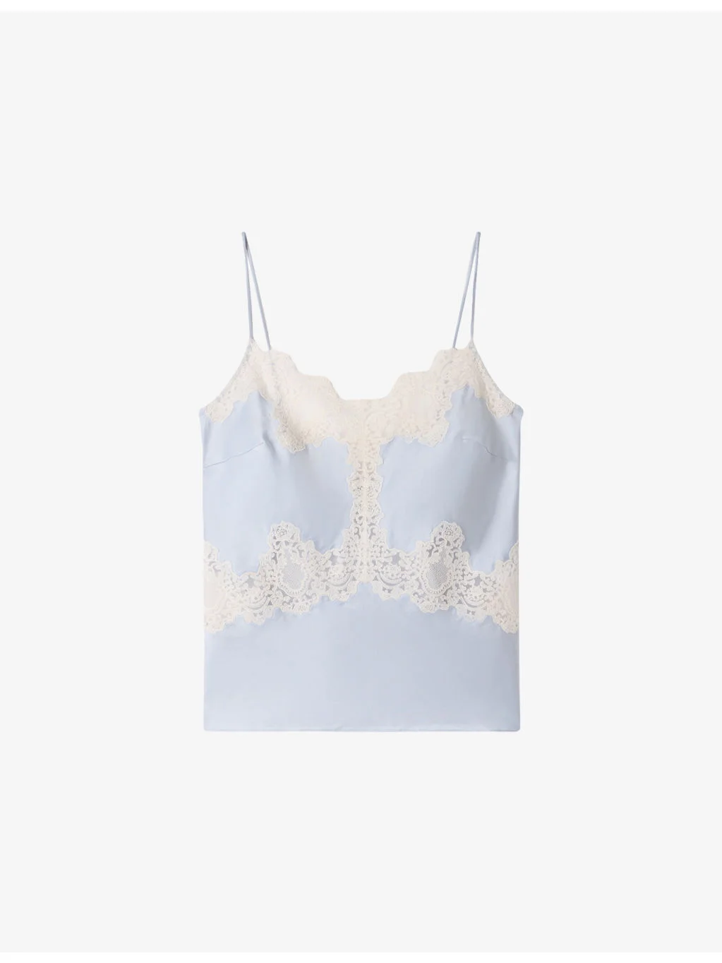 Sleeveless Lace-Trim Satin Top - 1