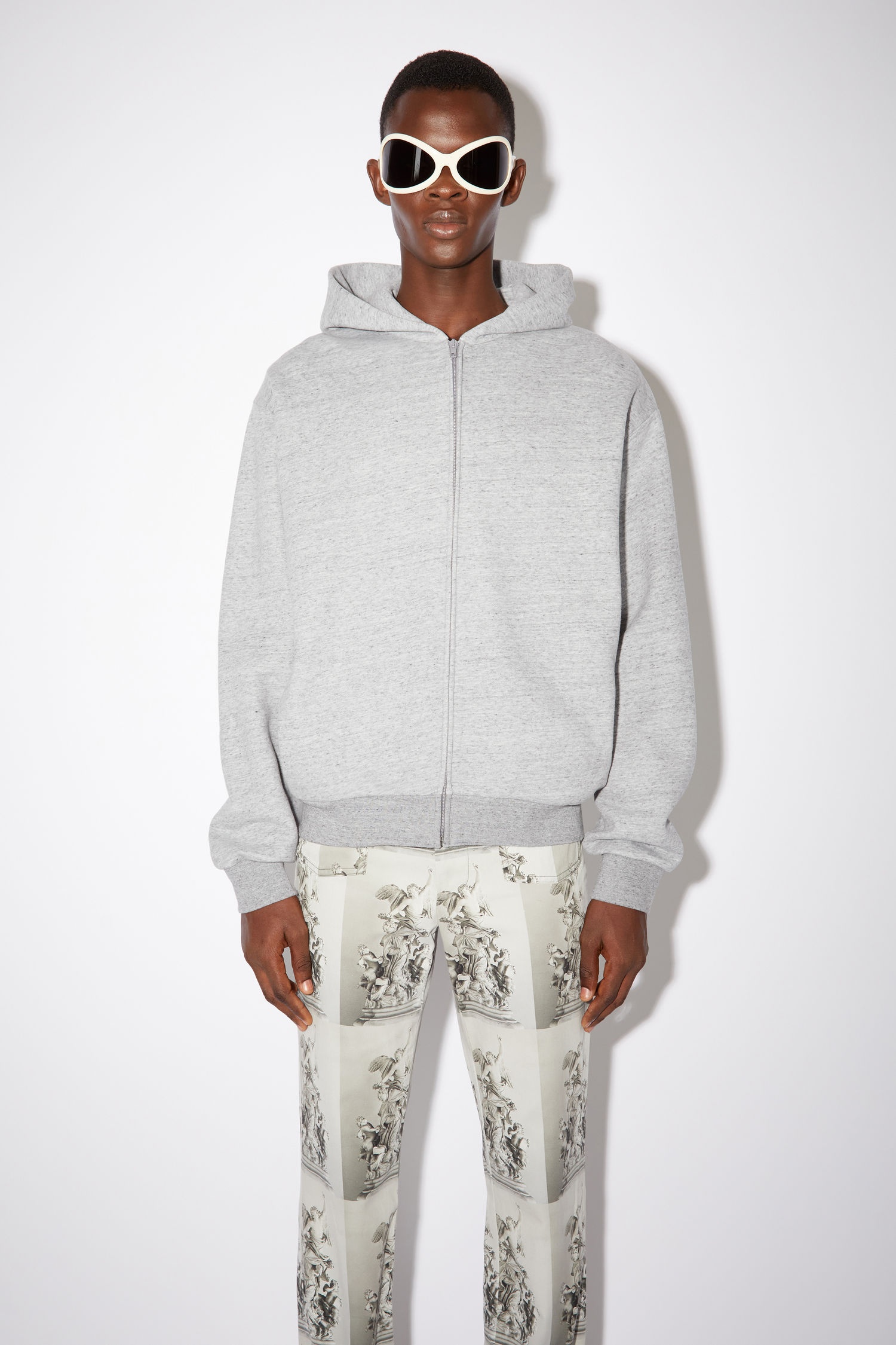 Hooded sweatshirt - Marble grey melange - 2