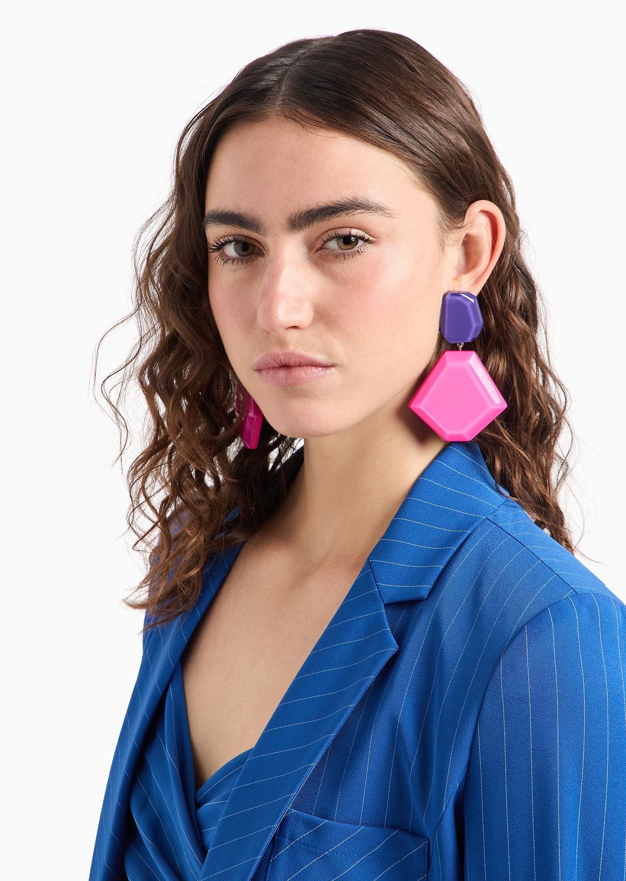 Oversize faceted pendant earrings - 3