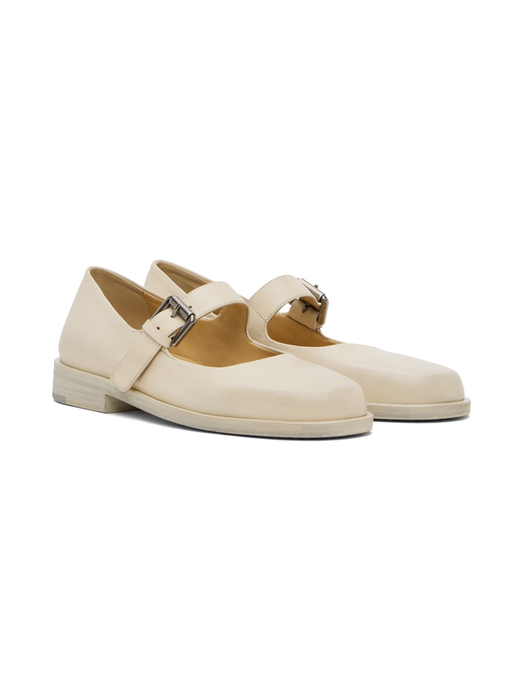 Beige Mary Jane Loafers - 4