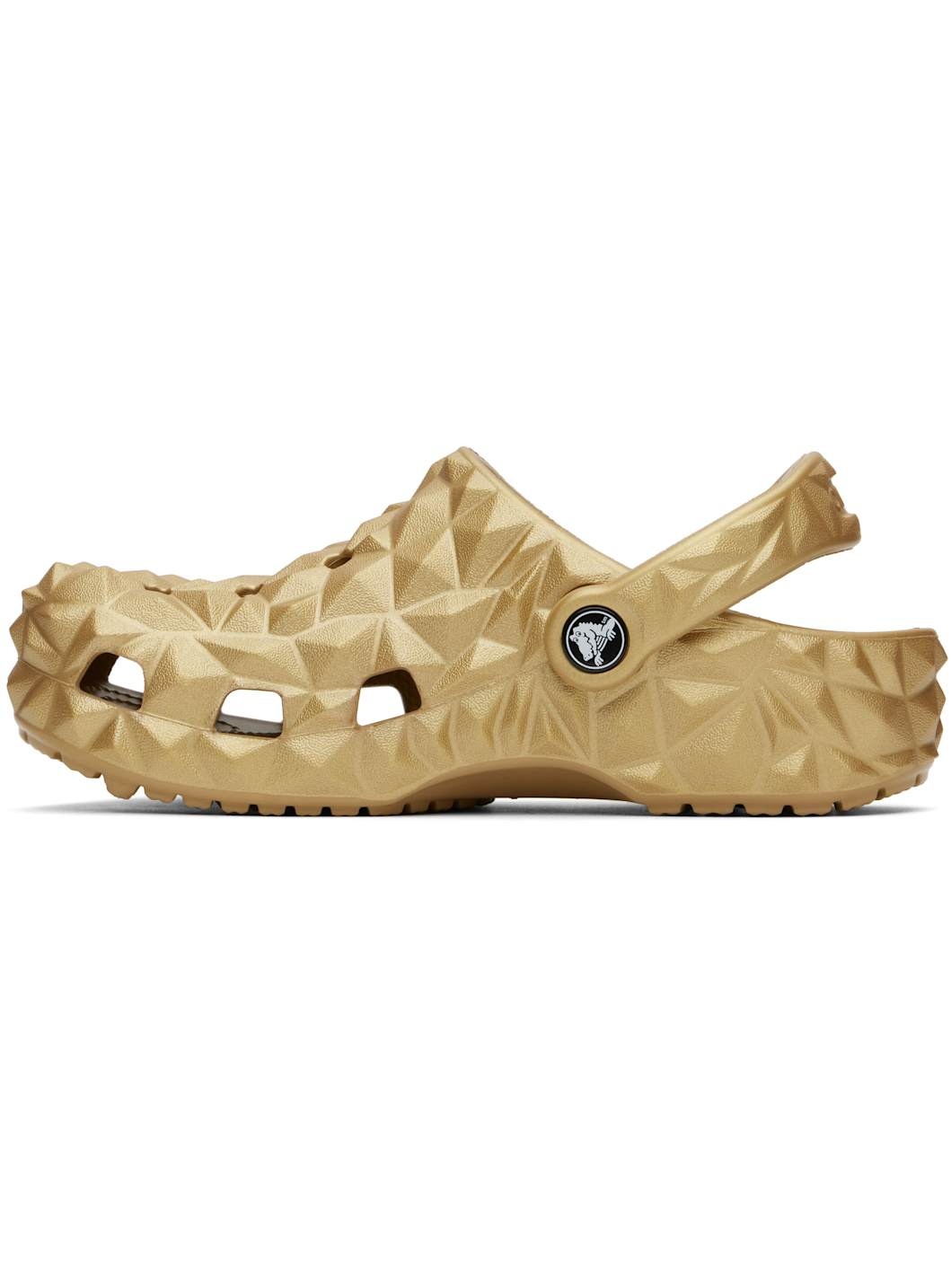 Gold Classic Metallic Geometric Clogs - 3