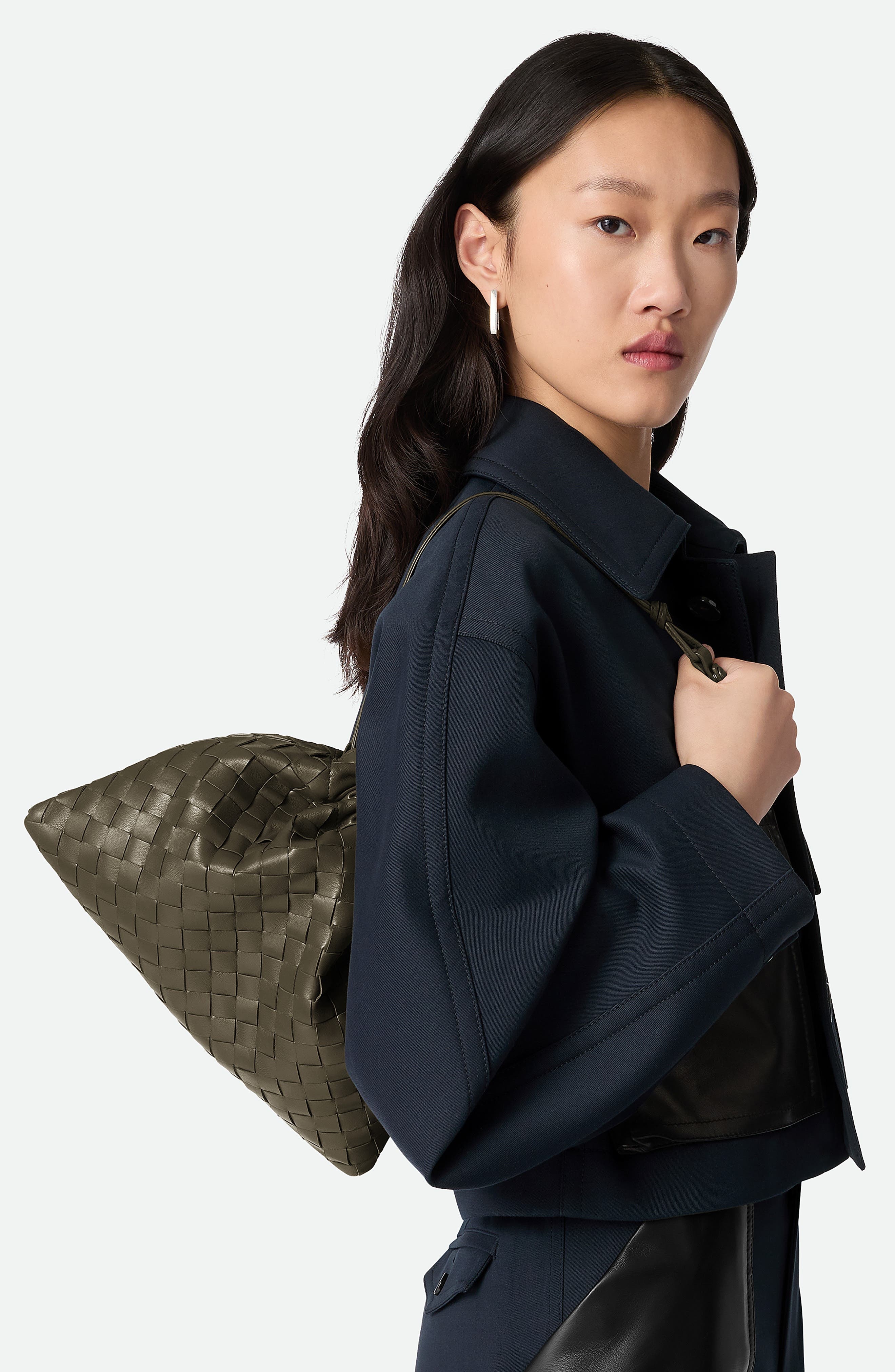 Bottega Veneta Medium Dustbag Intrecciato Leather Shoulder Bag in 3228 Cypress-Gold at Nordstrom - 3
