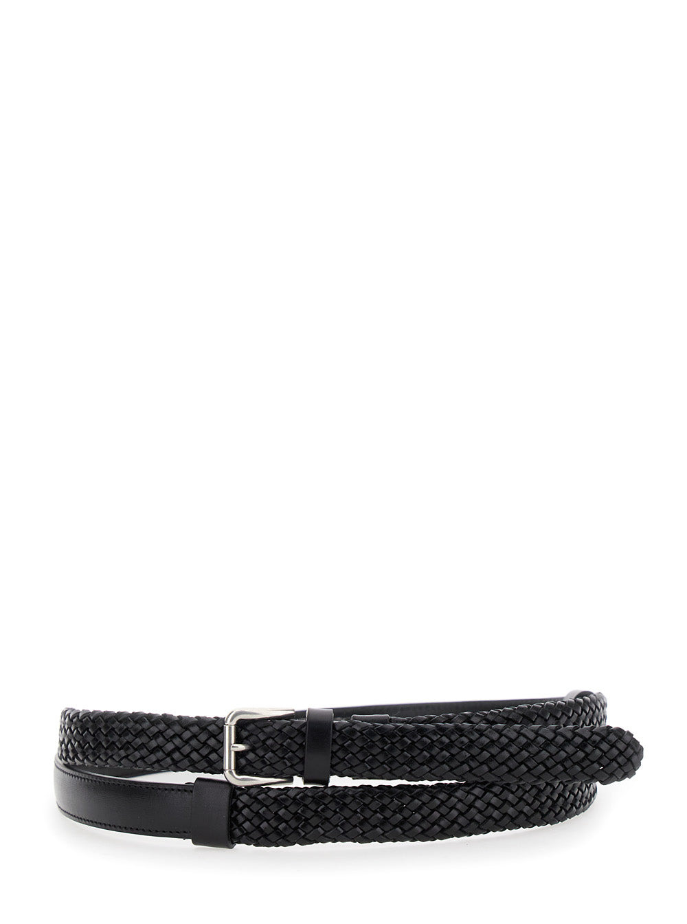 Dolce & Gabbana Men Black Belt With Buckle Closure And Interwoven Design In Leather Man - 1
