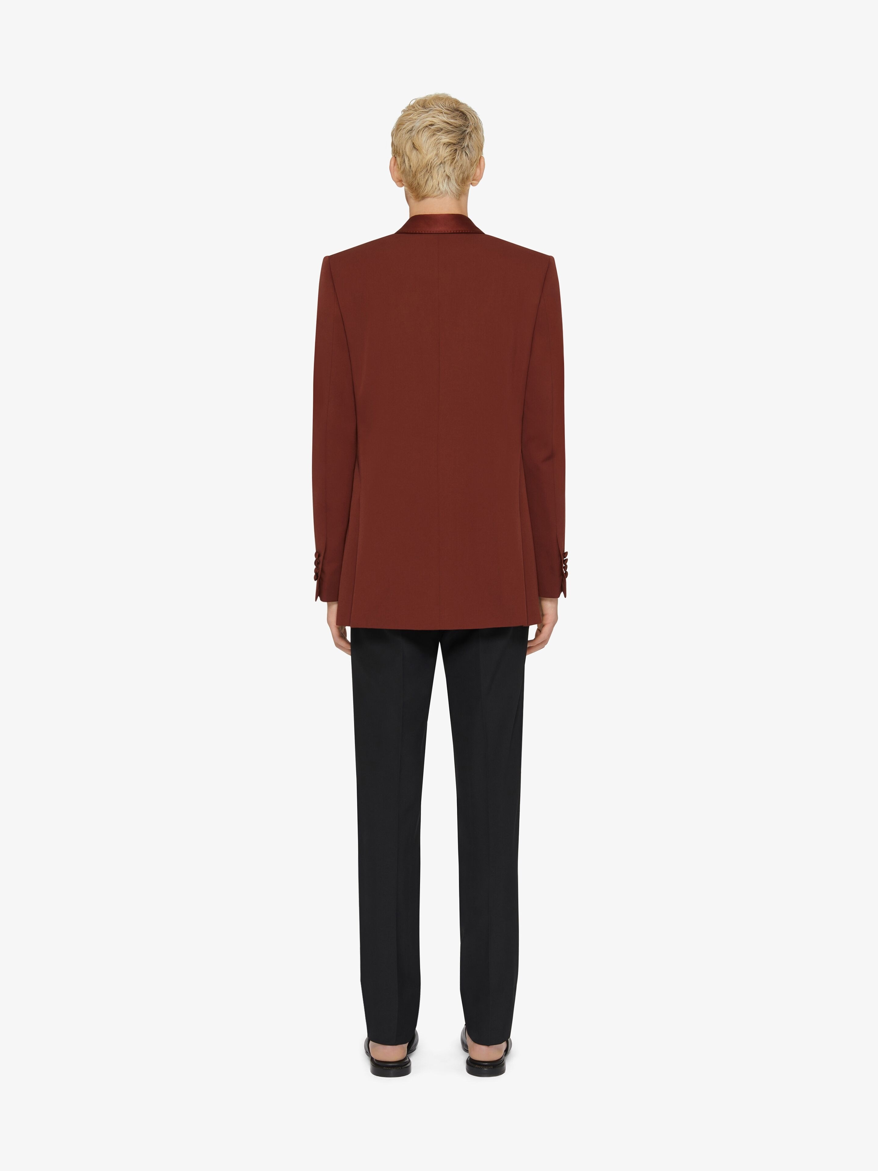 SLIM FIT JACKET IN WOOL WITH SATIN COLLAR - 3