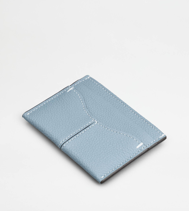CARD HOLDER IN LEATHER - LIGHT BLUE 3
