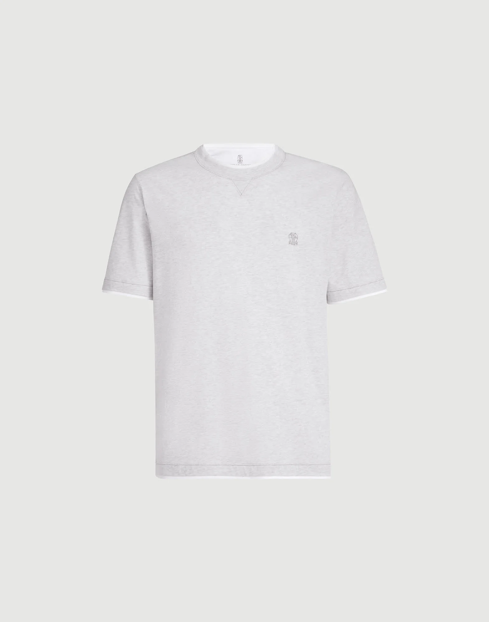 Cotton jersey crew neck T-shirt with logo and faux-layering - 1