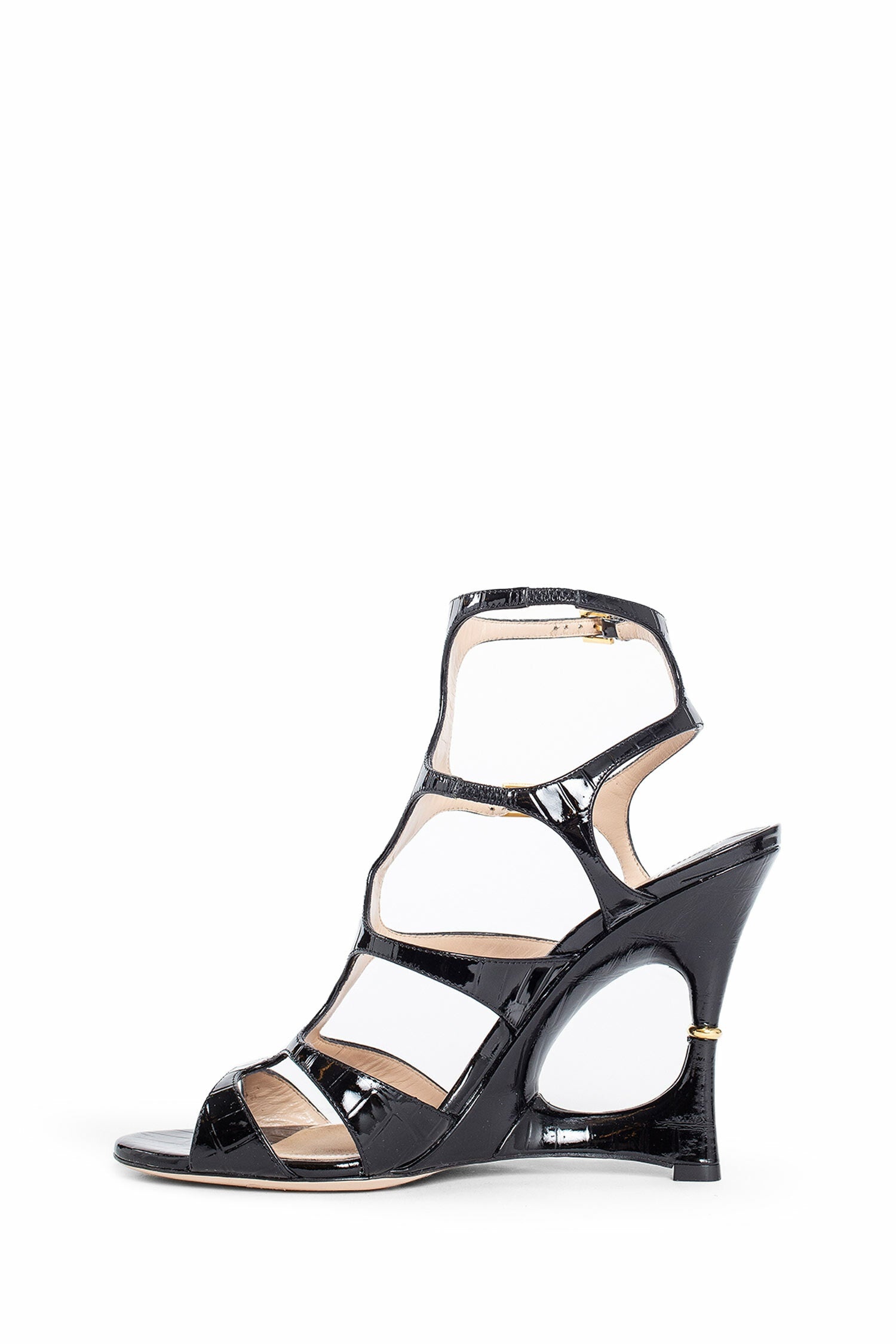 Shiny-Printed-Croc-Cage-Sandals - 4