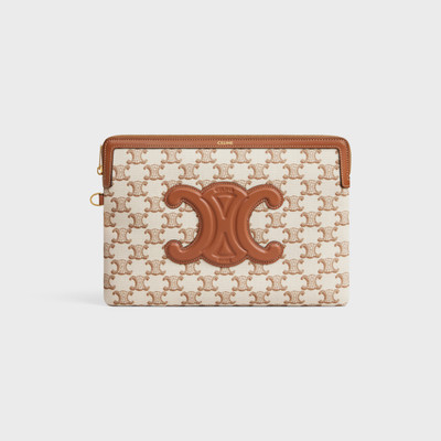 CELINE SMALL POUCH WITH STRAP celine signature in TEXTILE WITH TRIOMPHE PRINT AND CALFSKIN outlook