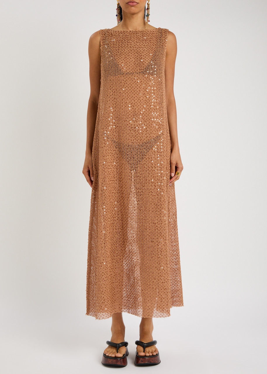 Bec & Bridge Margo Sequin-embellished Open-knit Maxi Dress - 2