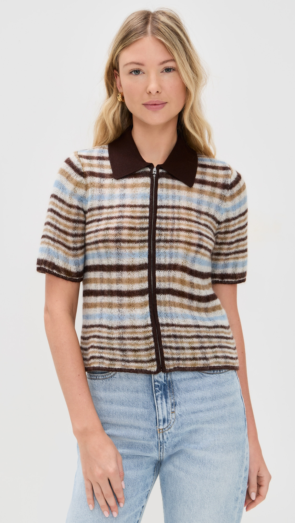 Leva Short Sleeve Zip Sweater - 6