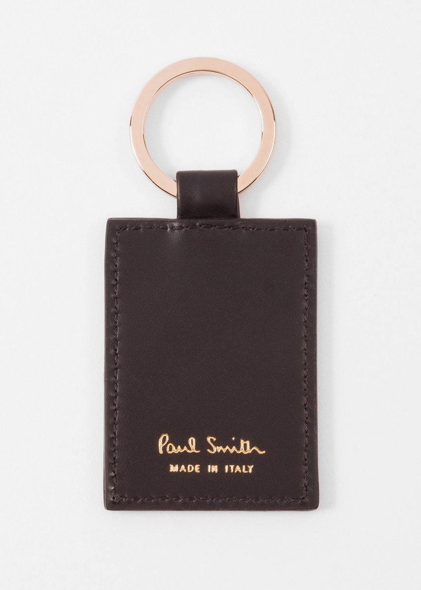 Black Calf Leather Monogrammed Keyring - 2