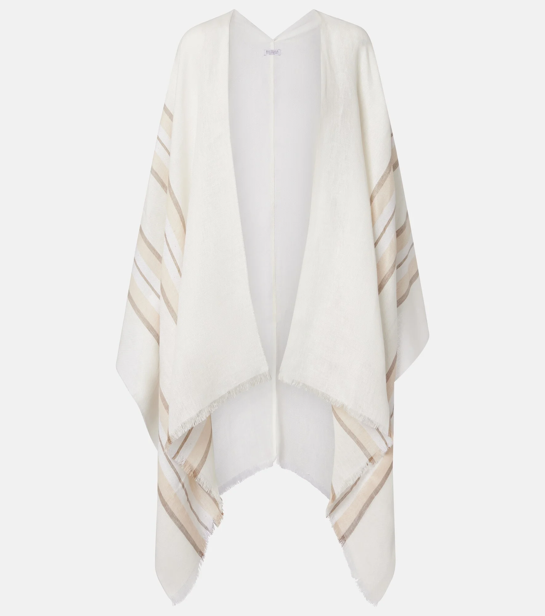 Striped linen, cashmere, and silk scarf - 1