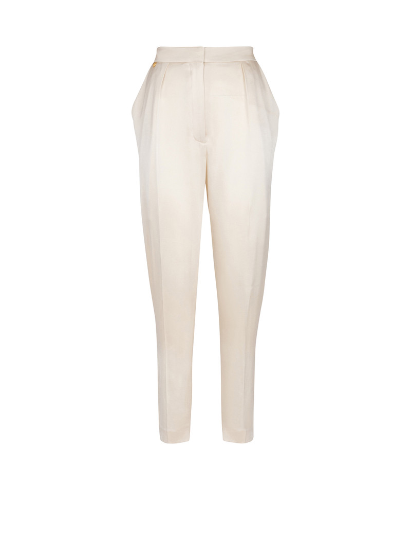 High-waisted silk trousers 1