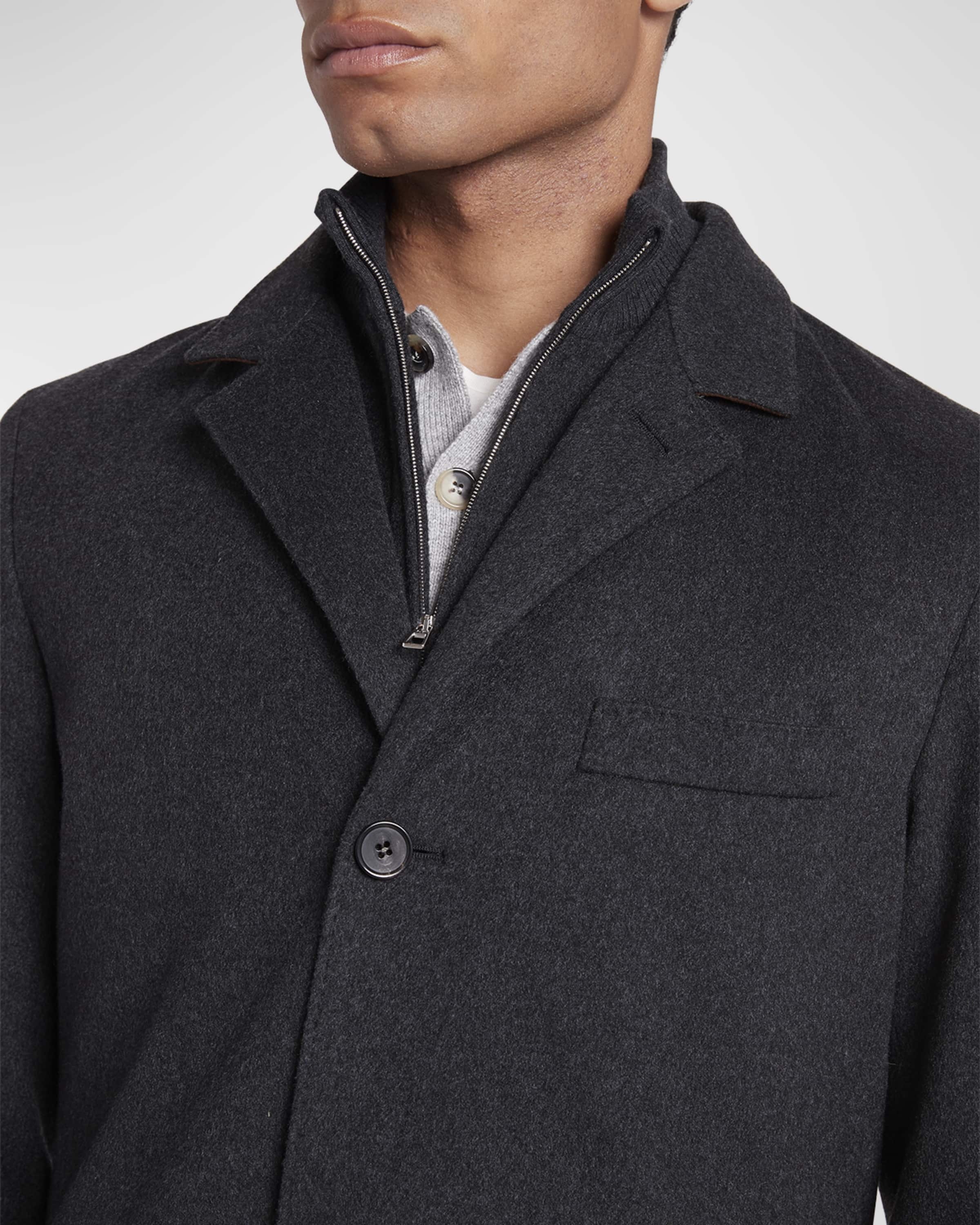 Men's Martingala Cashmere Overcoat with Inset Zip - 4