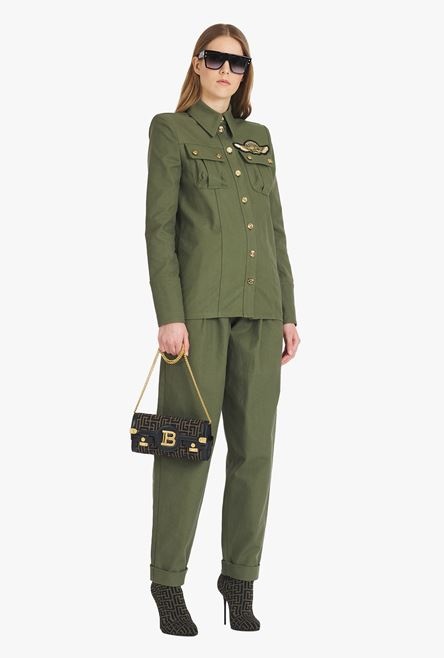 Boyfriend cut khaki jeans with Balmain buckle - 2