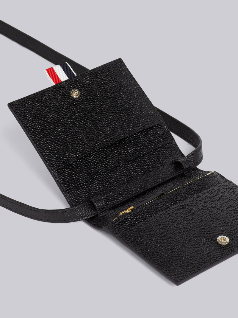 Black Pebbled Calfskin Crossbody Card Holder 4