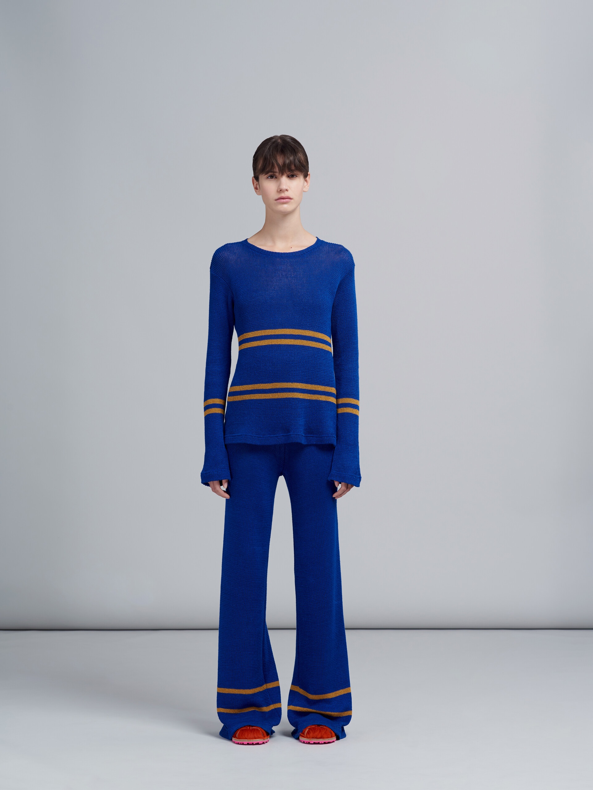 STRIPED LINEN KNIT TROUSERS - 2