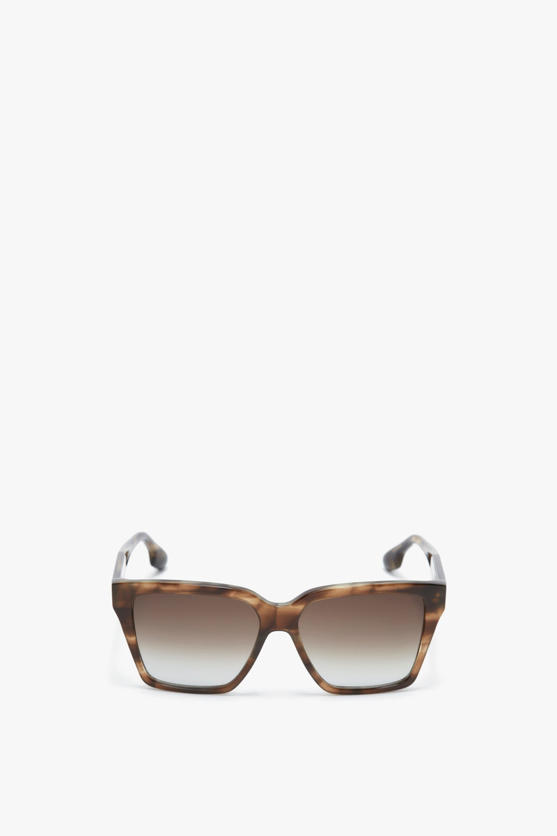 Soft Square Frame Sunglasses In Striped Khaki Havana 1