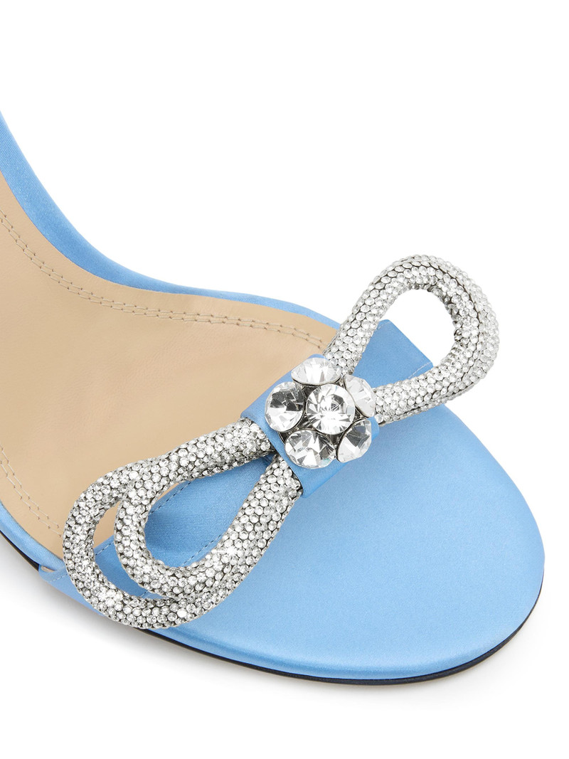 Women's 85MM Embellished Double Bow Satin Sandals - Jelly Blue 5