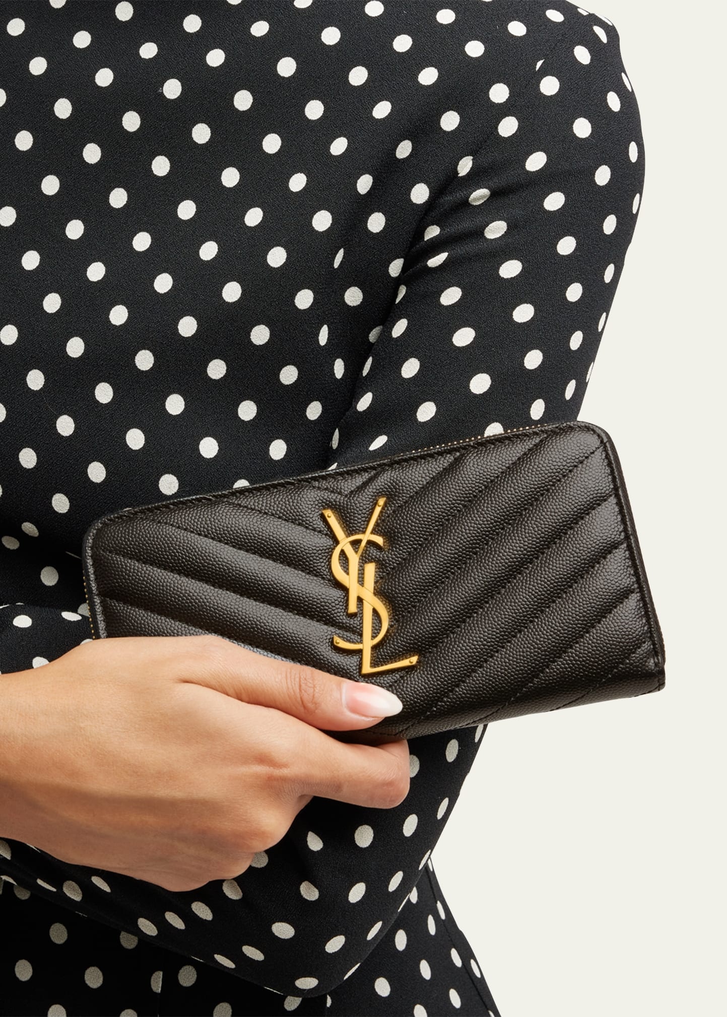 YSL Monogram Grain de Poudre Zip-Around Wallet - 2